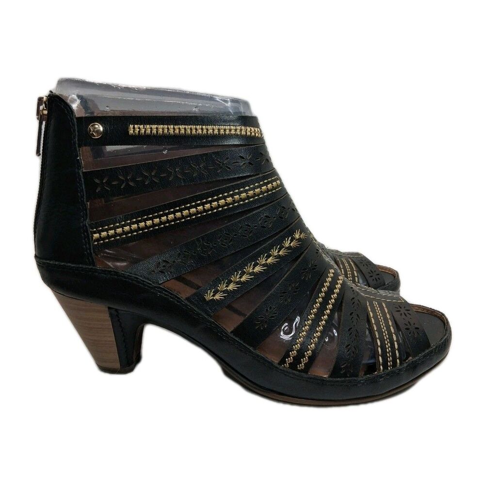Pikolinos Java Leather Sandals Womens Gladiator Heel Size 38 7.5-8 Boho Comfort